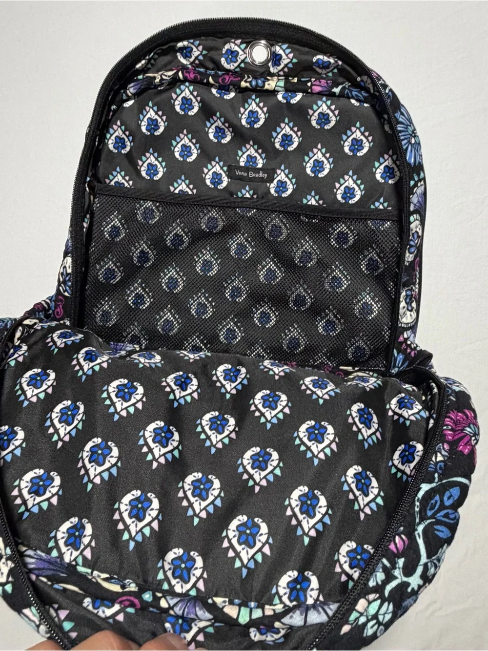 Vera Bradley Iconic Campus Backpack in the black floral Bramble pattern